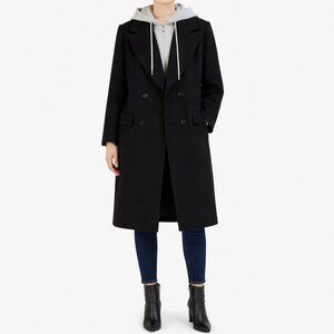 REBECCA MINKOFF | Double Breasted Black Wool Pea Coat – Women’s Small